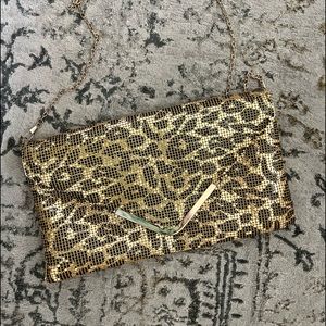 Gold Bling Animal Print Leopard Crossbody Purse Clutch